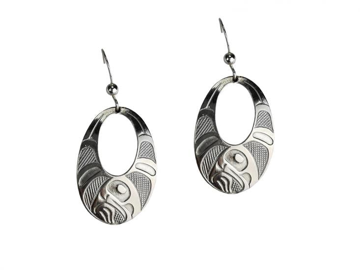 RAVEN WINGS OVAL EARRINGS