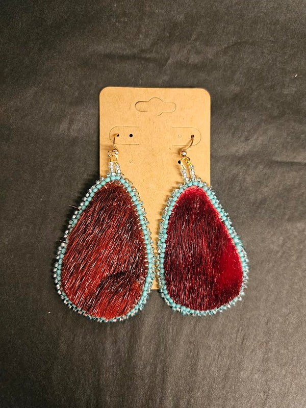 Large 6mm Burgandy Earrings