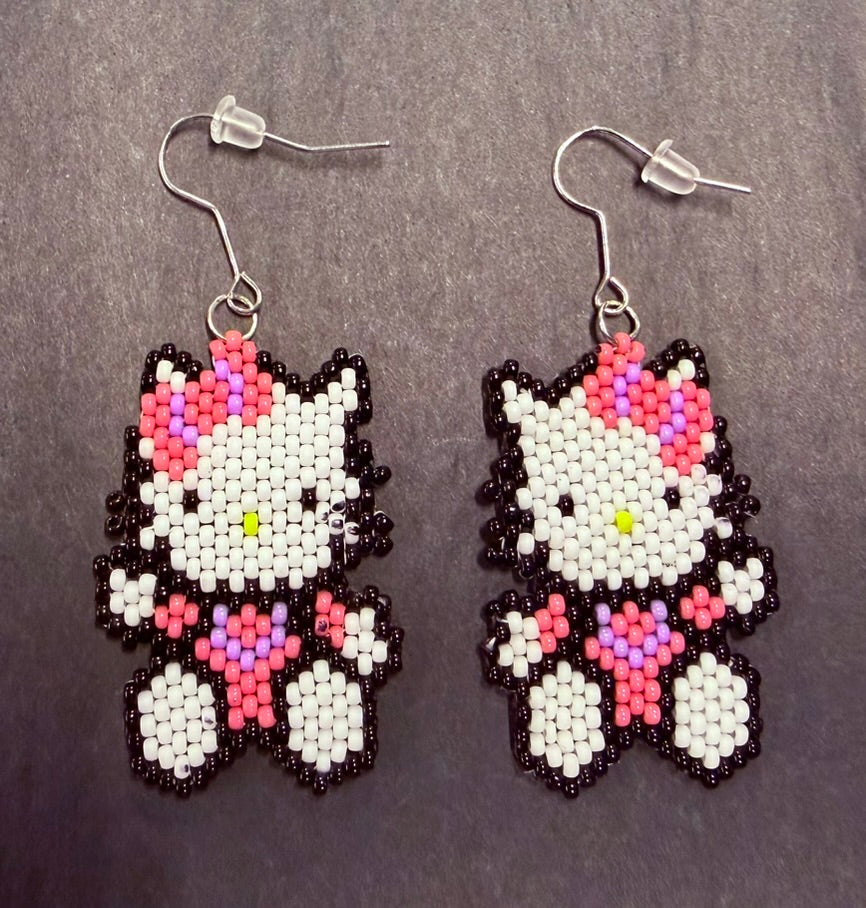 Pink Kitty Earrings
