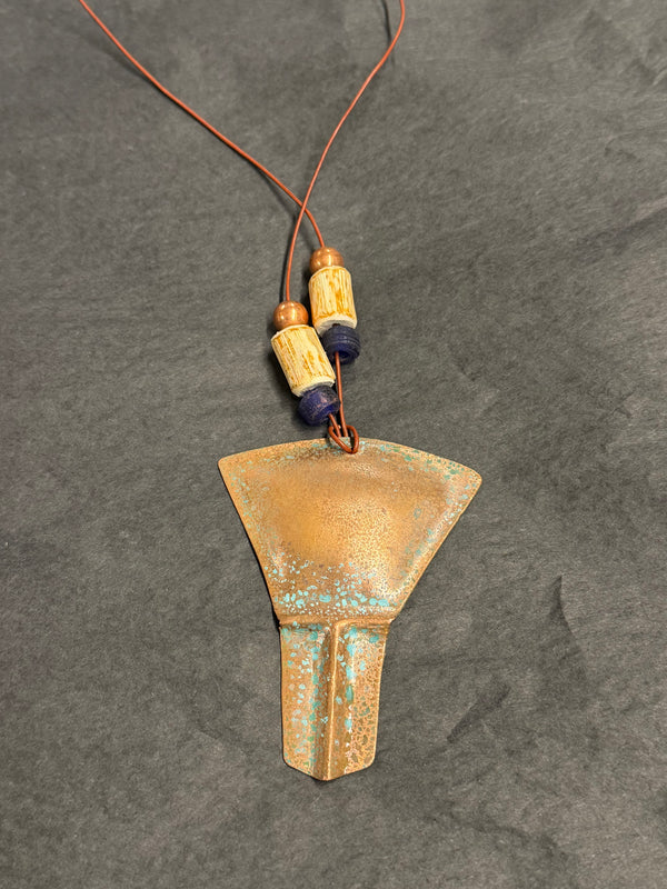 Small Copper Pendant with Devil Club Beads