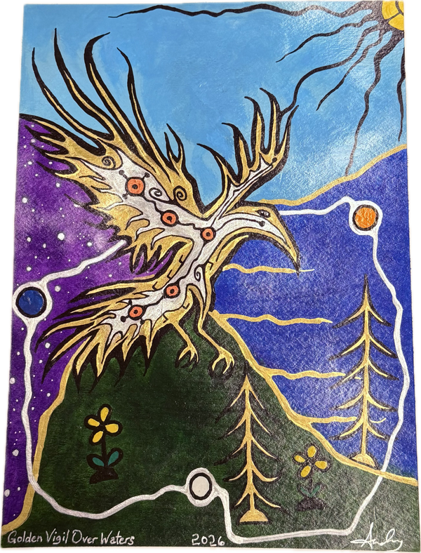 Original Painting- Golden Vigil Over Waters