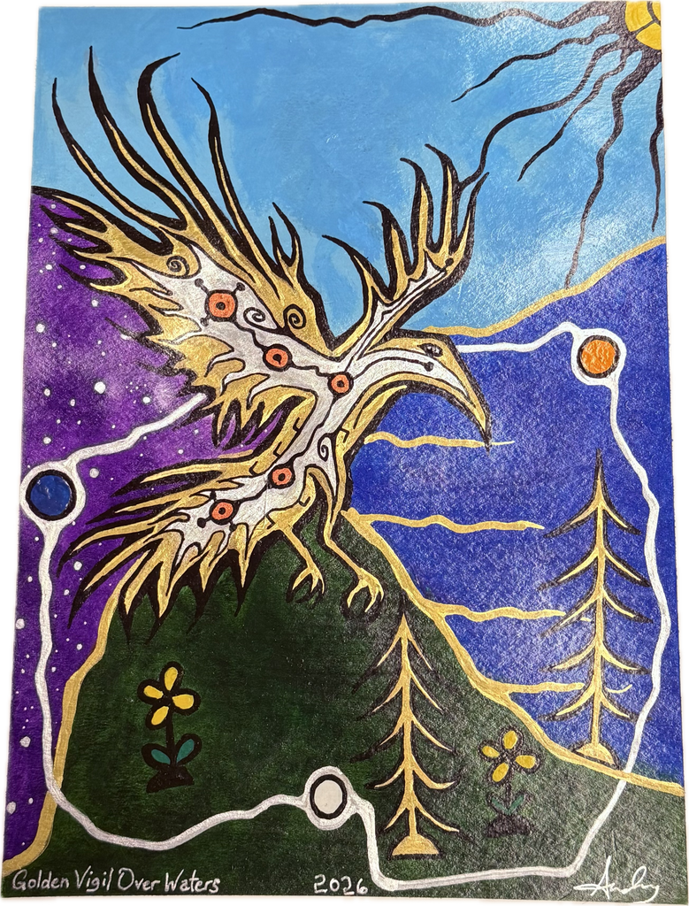 Original Painting- Golden Vigil Over Waters