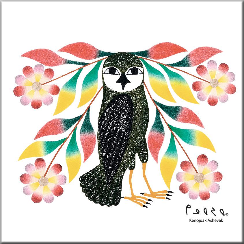 OWL BOUQUET CERAMIC TILE- TRIVET
