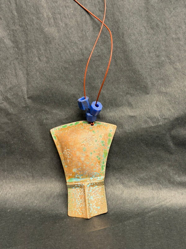 Small Copper Pendant with Russian Blue Beads