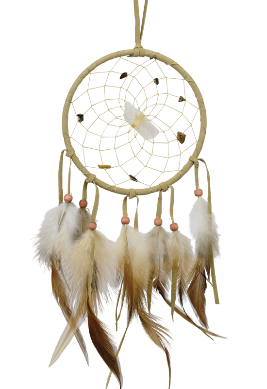 4" DREAM CATCHER WITH STONES AND CRYSTAL