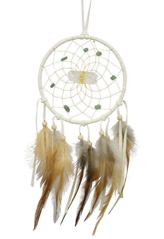 4" DREAM CATCHER WITH STONES AND CRYSTAL