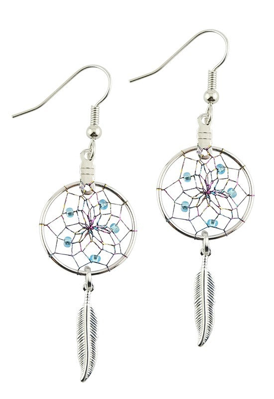DREAM CATCHER EARRING WITH FEATHER
