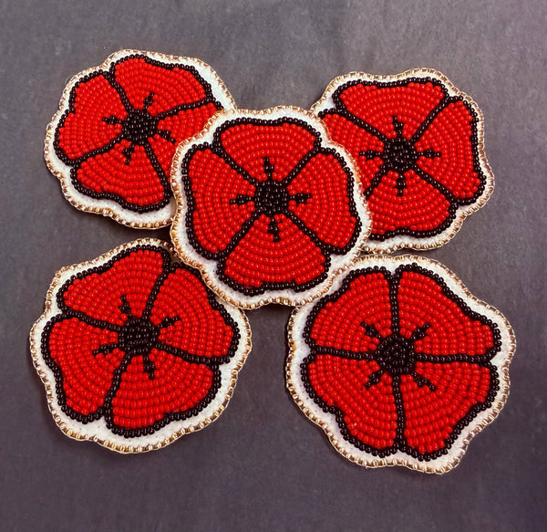 Flat Stitch Poppy Pins