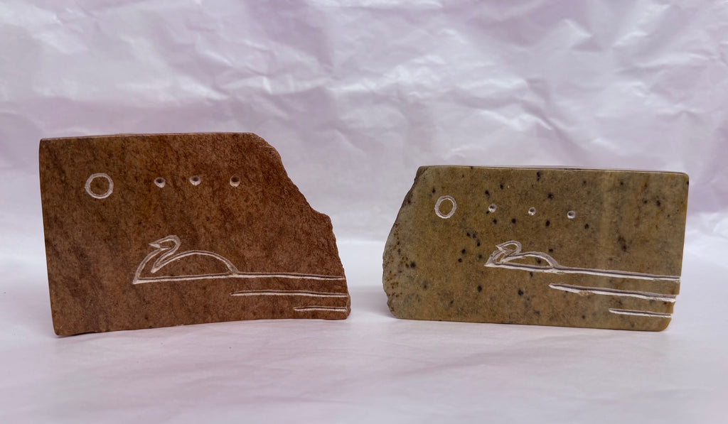 Soap Stone Carving- Doubles- Loons- by Teyo Hill