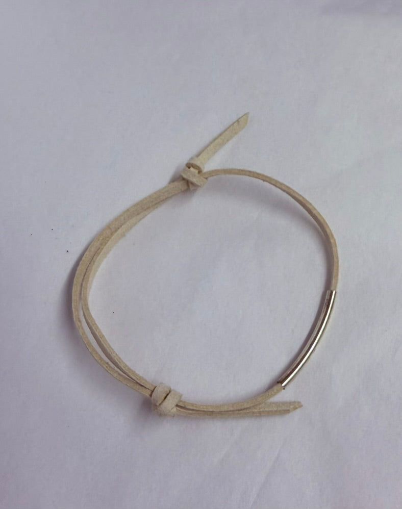 Silver Leather Bracelet- by Teyo Hill