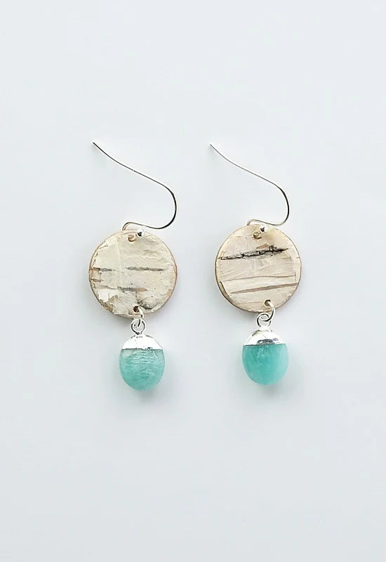 Steorra Birch Bark Earring With Gemstone