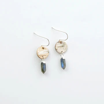 Steorra Birch Bark Earring With Gemstone