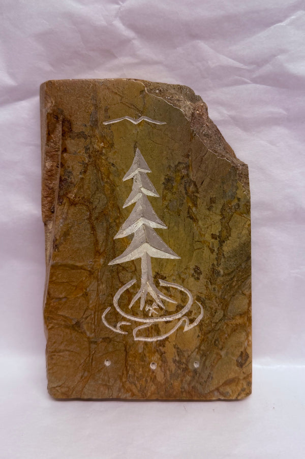 Soap Stone Carving- Doubles- Tree of peace and turtle- By Teyo Hill