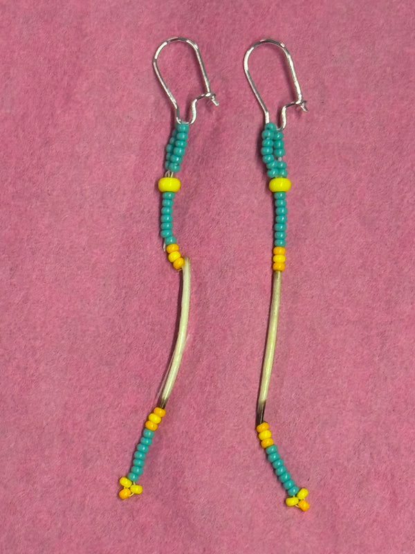 Earrings Quill and Beads