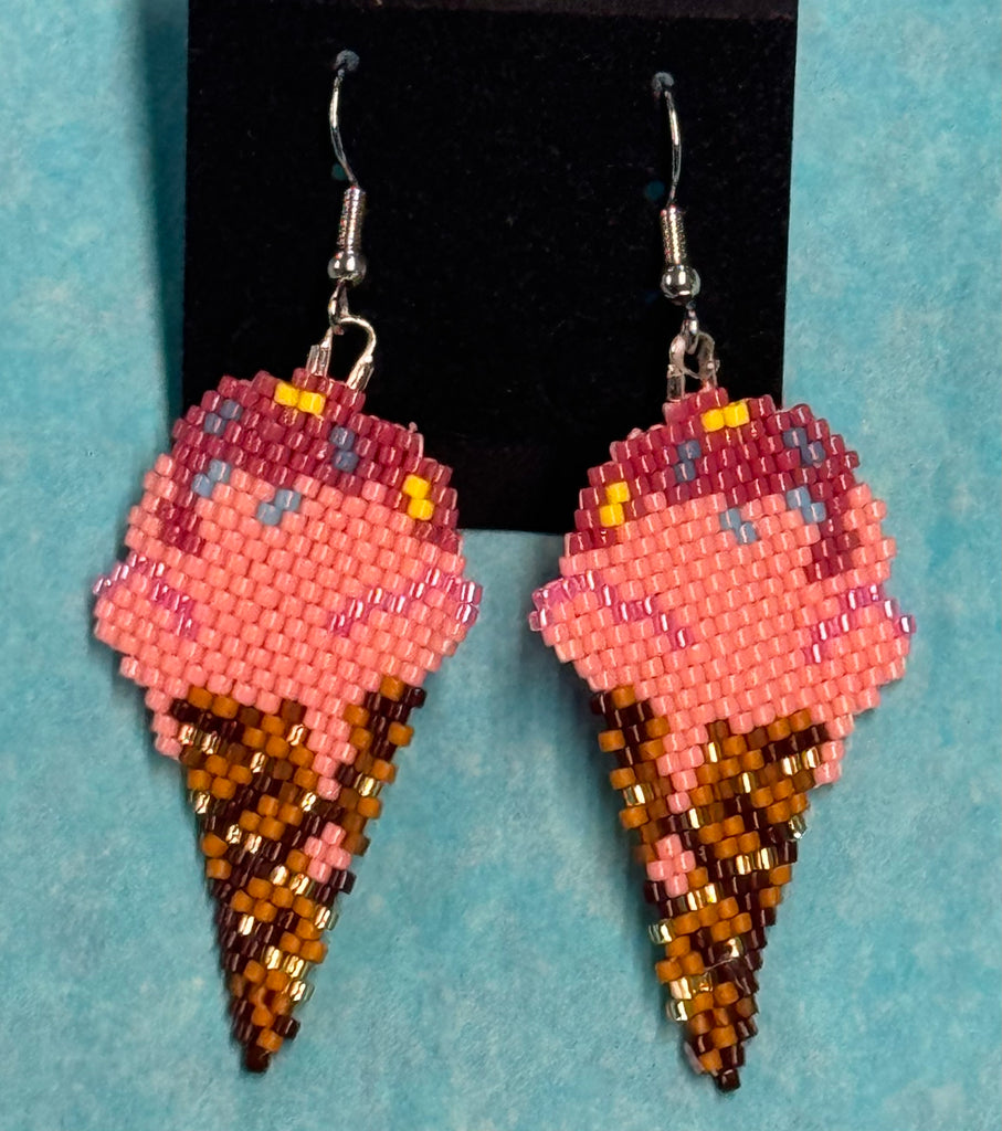 Ice Cream Cone Droplet Earrings
