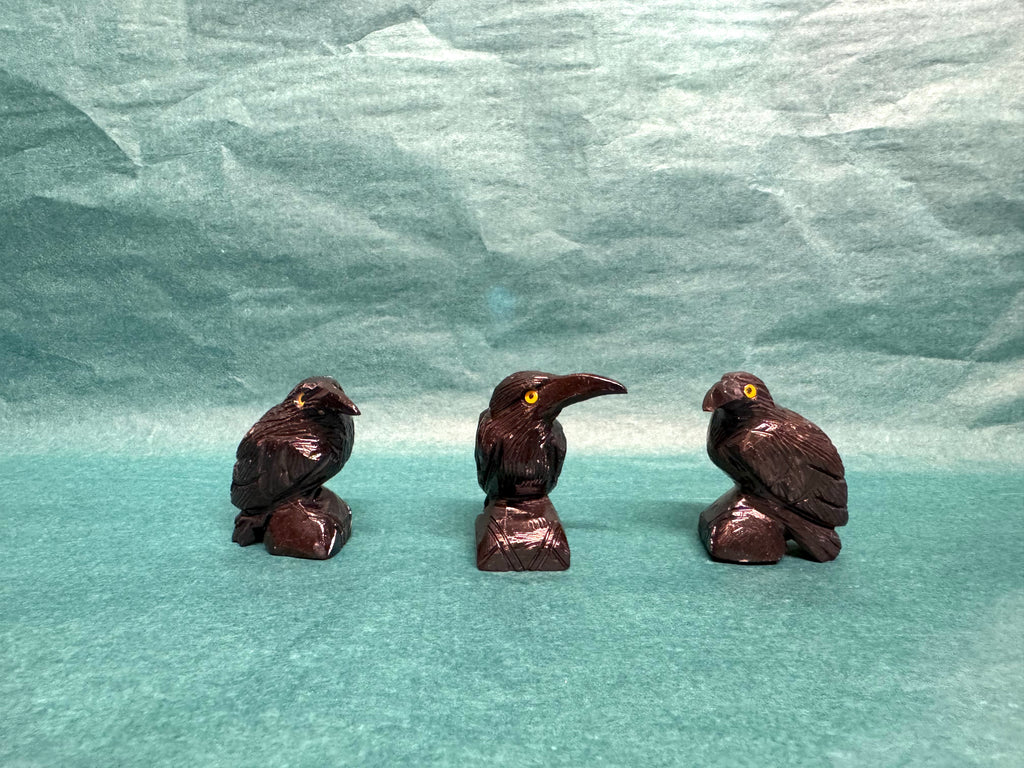 4" Obsidian Carving - Ravens