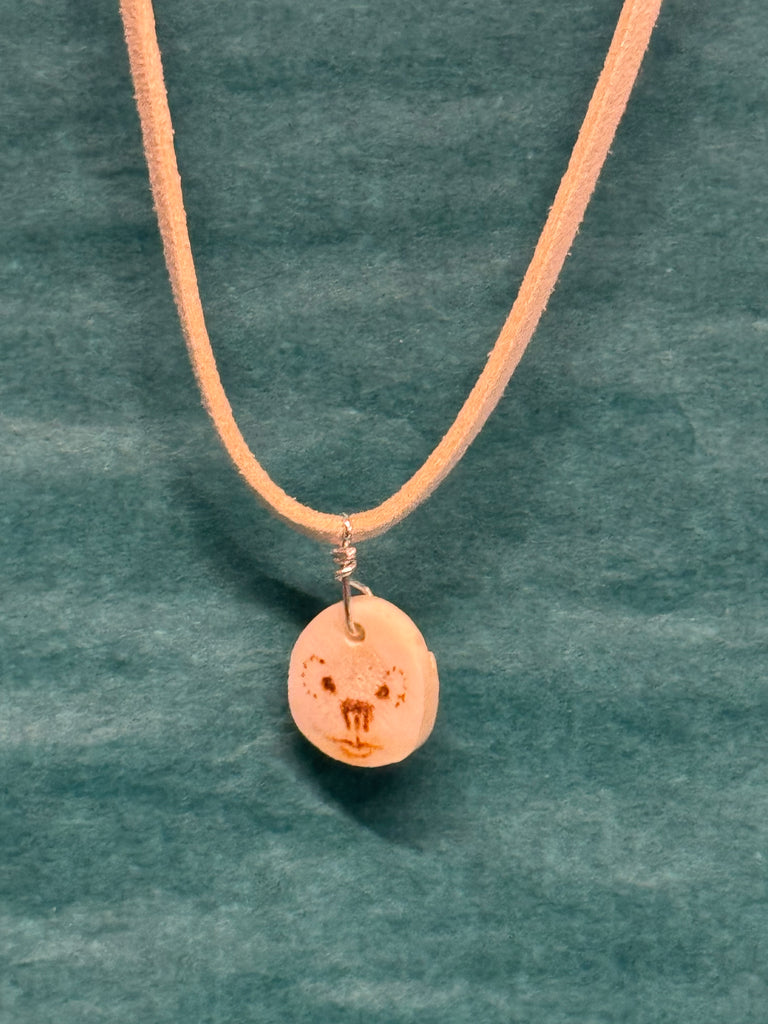 Necklace - Bone Burned White Tail Buck Deer Antler  - Bear -  by Teyo Hill