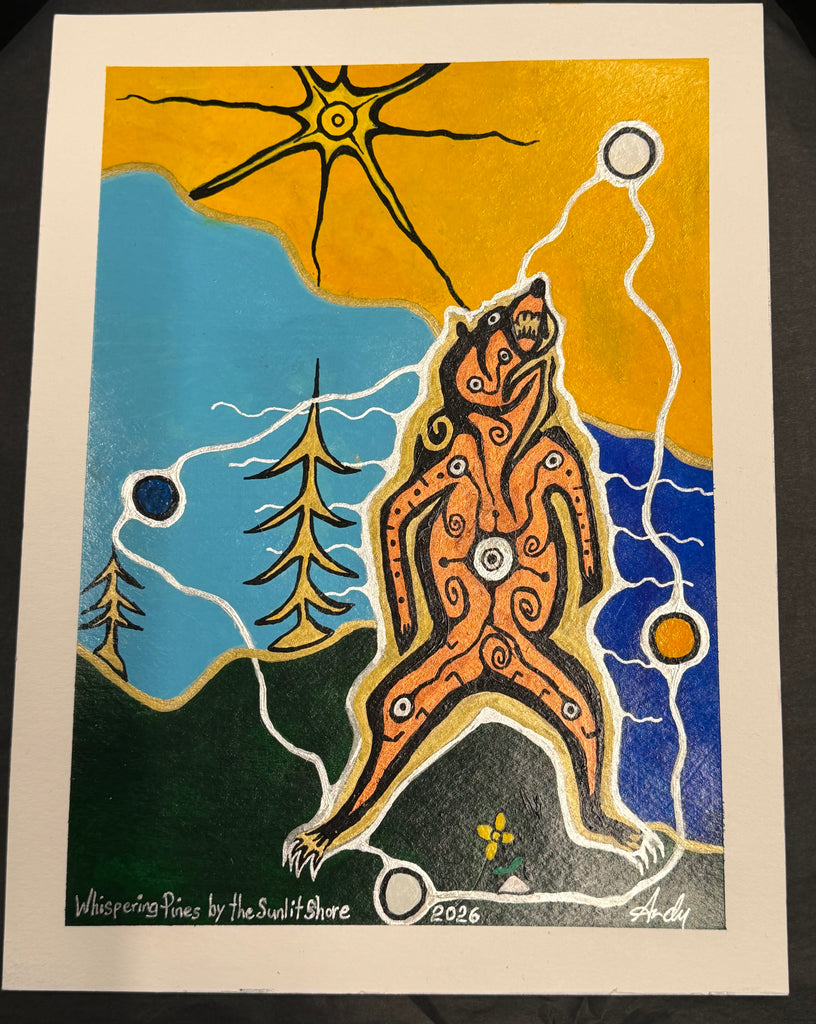 Original Painting- Whispering Pines By the Sunlit Shore