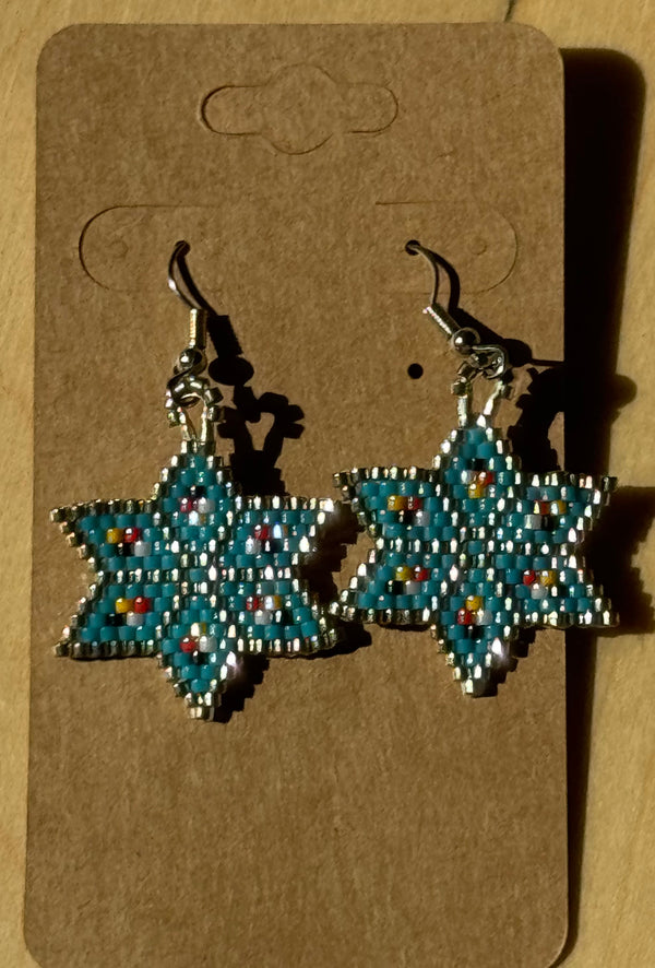 BlueStar Design Beaded Earrings by Elise Williams