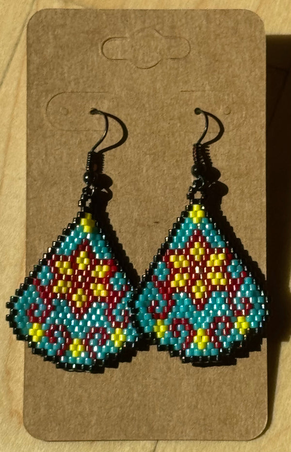 Tear Drop Design Beaded Earrings by Elise Williams