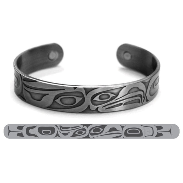 Silver Brushed Copper Bracelet- Eagle Raven