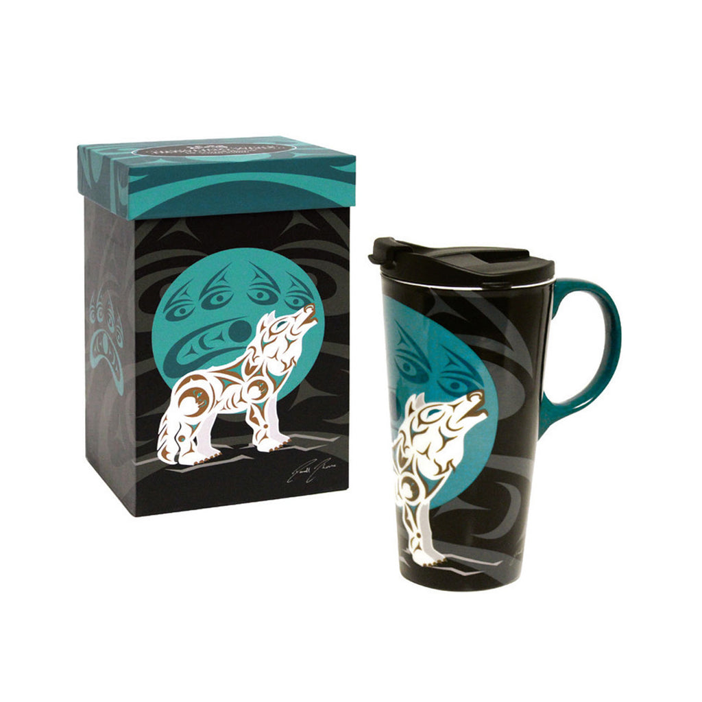 CERAMIC TRAVEL MUG- Howling Wolf