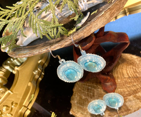 BABY BLUE BEADED EARRINGS